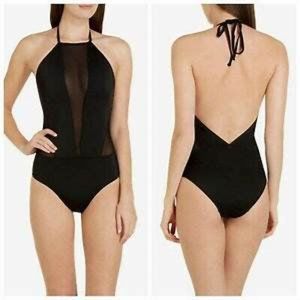 Ted Baker Black Mesh Panel Swimsuit